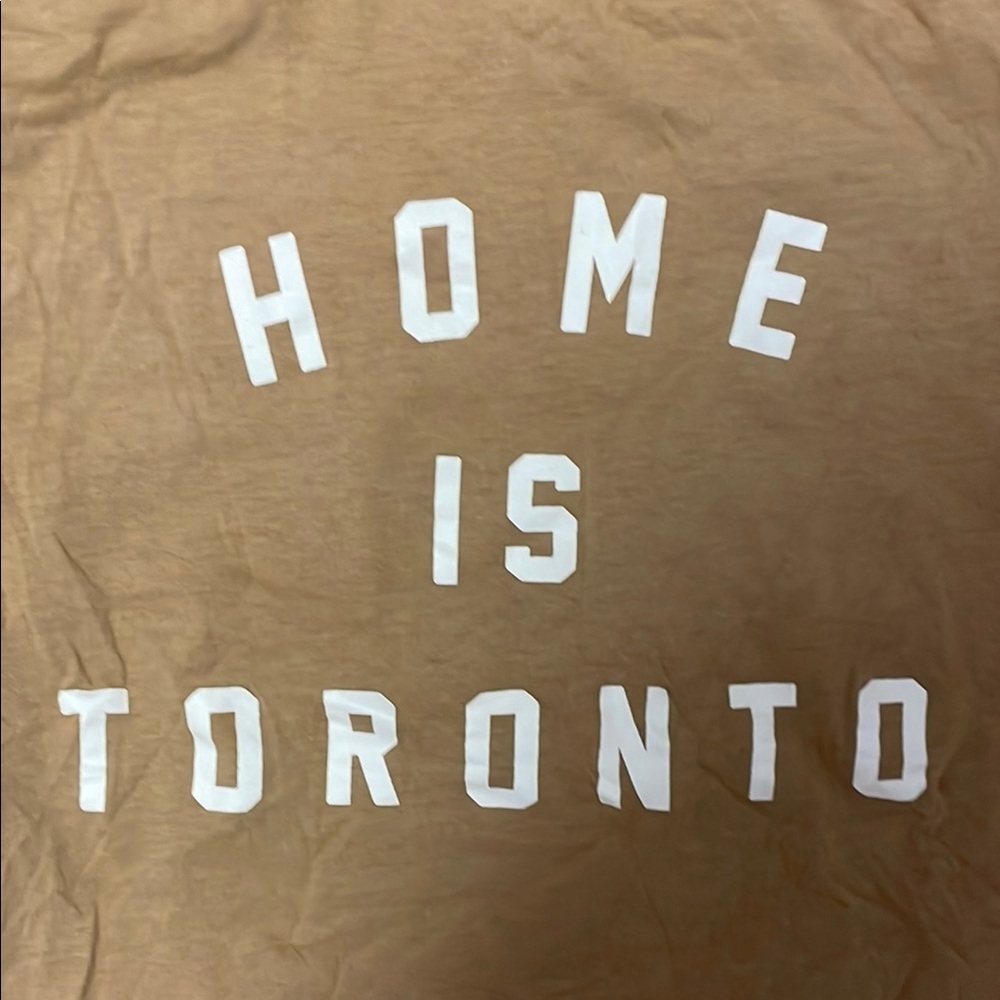 Women’s size xs Tan Graphic Tee with White Print “Home Is Toronto”100 % cotton - Picture 2 of 5